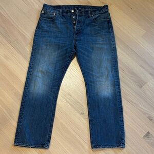 Levi's Men's Dark Blue Straight Jeans Button Fly 501s